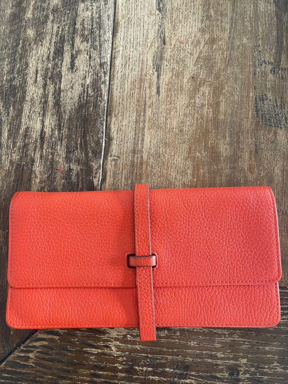 ANNABEL INGALL Leather Poppy Orange/Red Clutch Wallet
